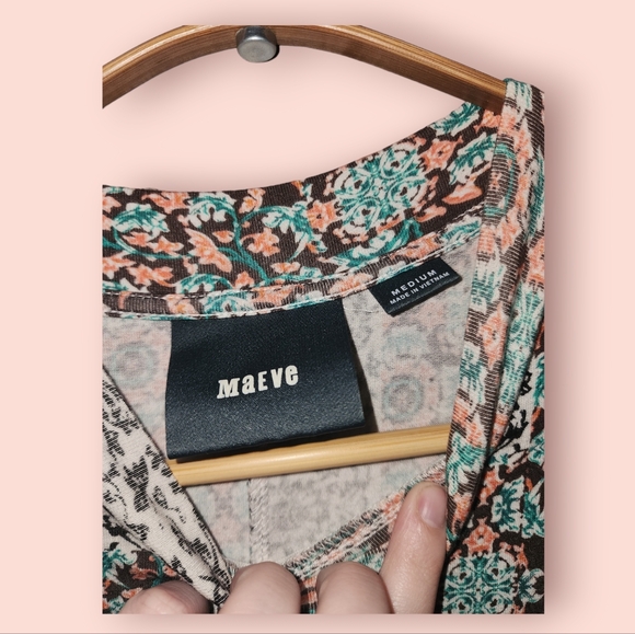 Maeve Anthropologie Mosaic Print Sleeveless Handkerchief Hem Midi Dress M Boho - Picture 3 of 3